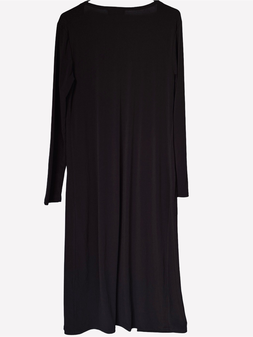 Long Open-Front Black Duster Cardigan - Picture 3 of 7